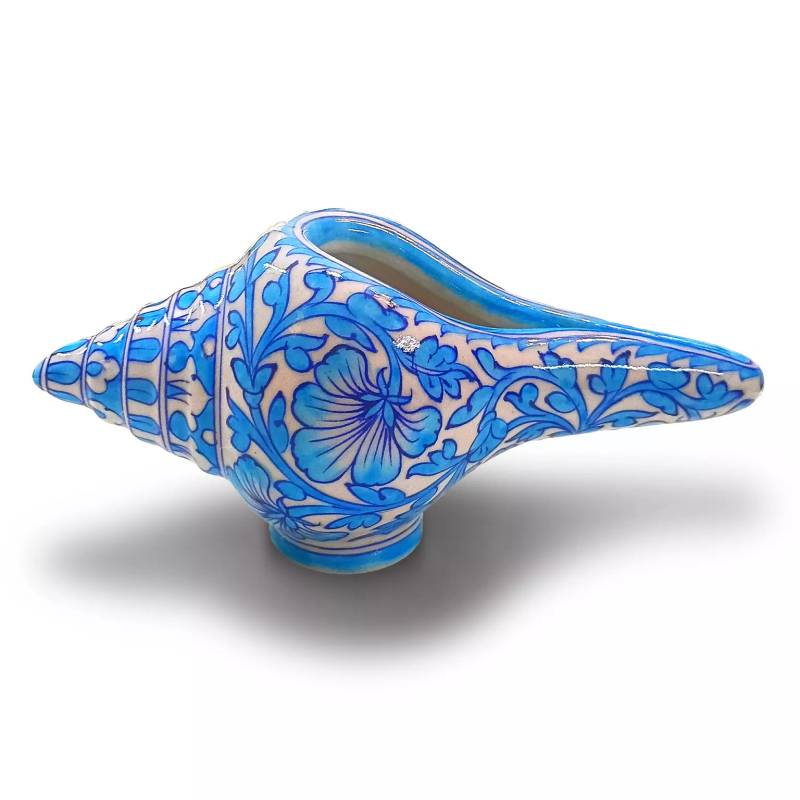 Blue Pottery Blue Shankh (Conch) Statement Décor Piece