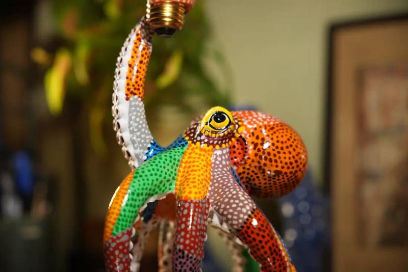 Pattachitra Octopus Lamp — Folk Multicolour