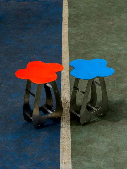 Sāns Side Table, Stainless Steel & Frosted Plexiglass (Limited Edition)
