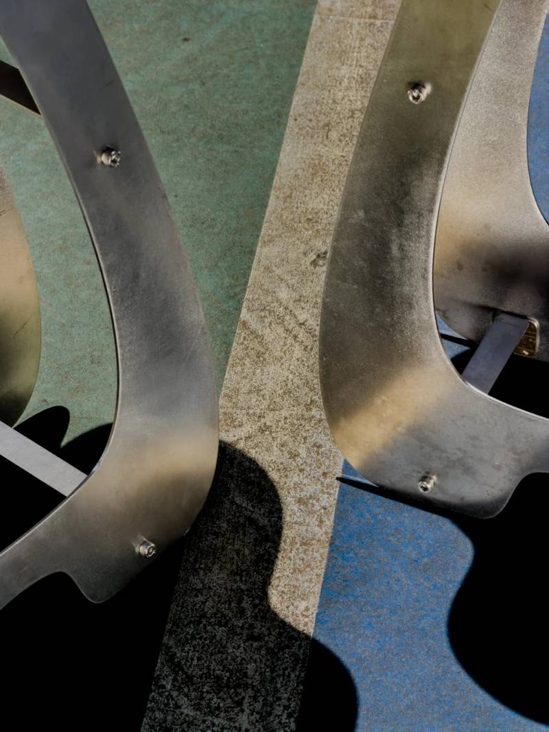 Sāns Side Table, Stainless Steel & Frosted Plexiglass (Limited Edition)