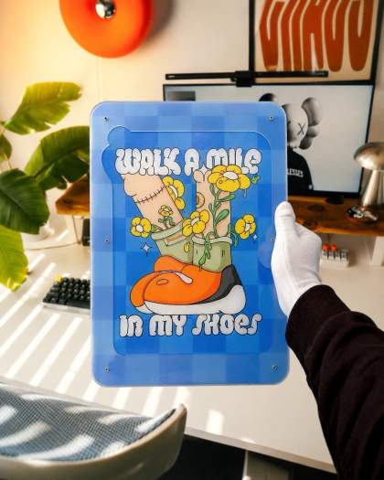 walk a mile - Frosted Plexiglass Illustrated Wall Frame (Limited Edition)