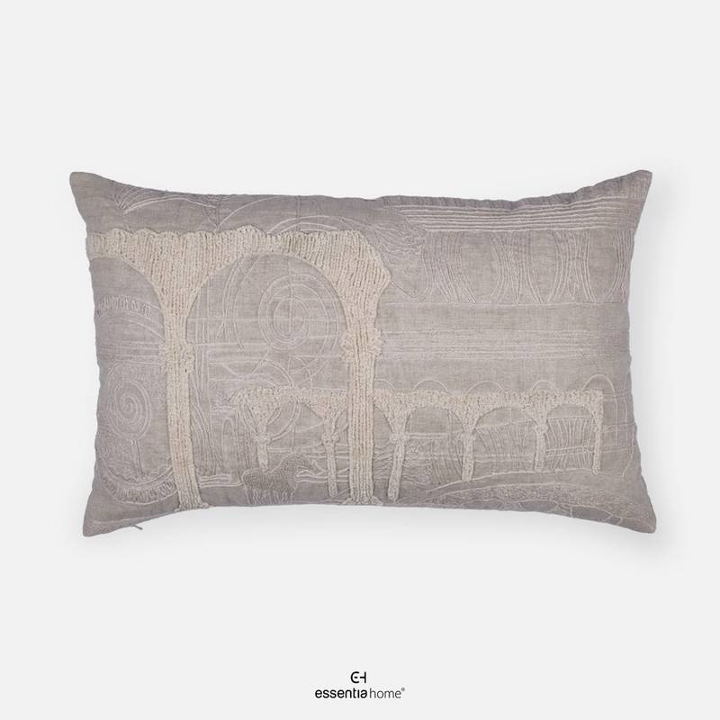 Mughal Arches natural linen fabric cushion